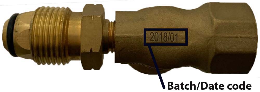 Grillman Gas Safety Shut Off Valve batch date code