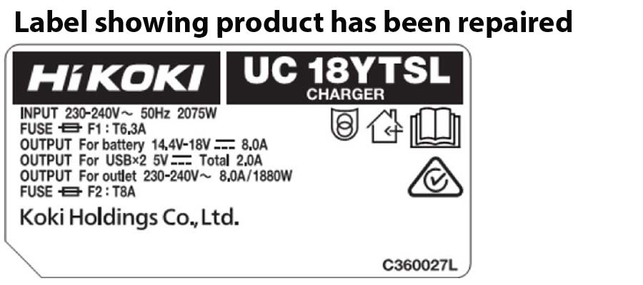 HiKOKI Multi Port Charger Model UC18YTSL identification repaired range