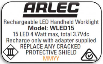 Arlec WLED15 Worklight rating label main