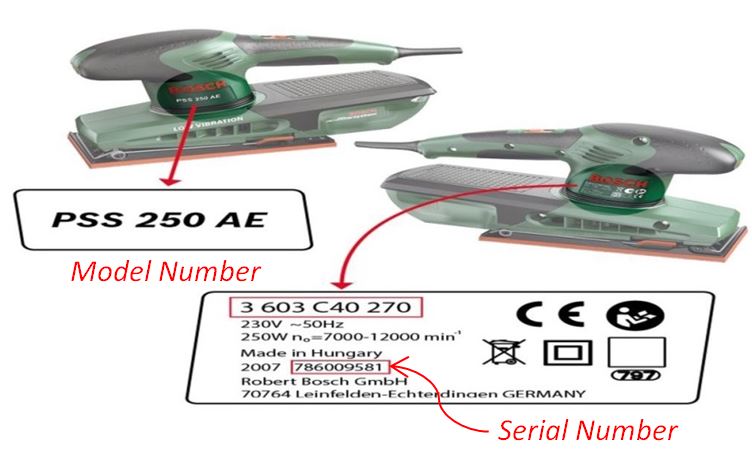 BOSCH PSS Series Orbital Sander Identification