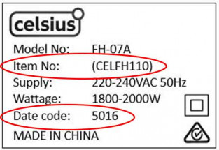 Celsius rating label