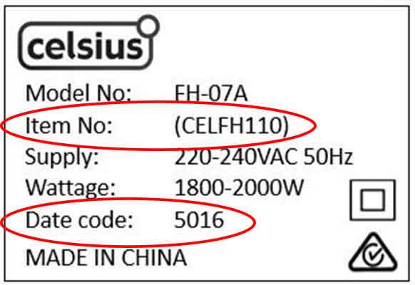 Celsius rating label