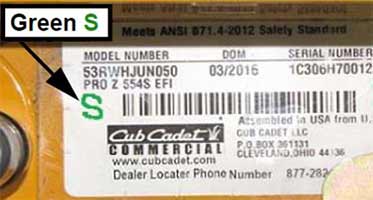 Cub cadet label