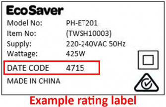 EcoSaver rating label example