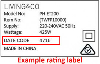 LivingCO rating label example