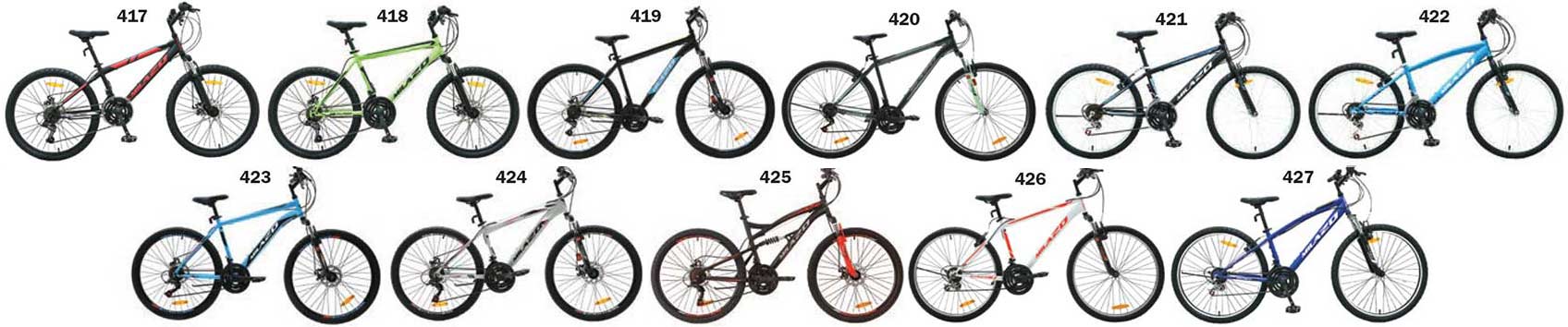 Milazo bicycles models 417 to 427