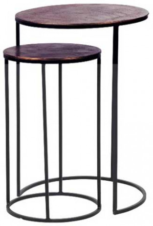 Nood Forge Nest Tables blue brass