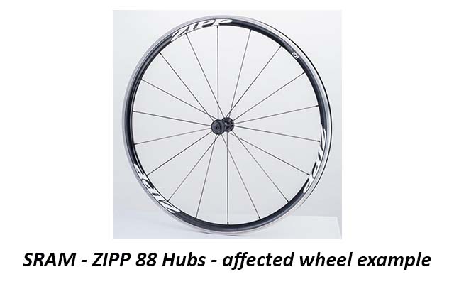 SRAM ZIPP 88 Hub affected wheel example
