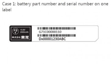 Toshiba laptop battery label sample 1a