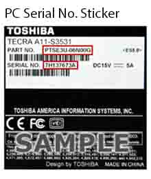 Toshiba laptop serial No sticker 1