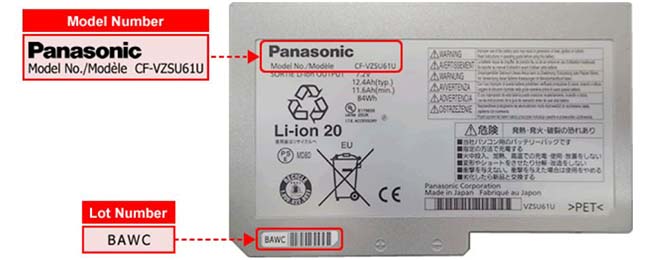 Panasonic cf s10 Toughbook battery identifier