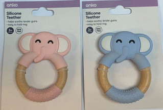 Kmart ANKO Wood Silicone Elephant teether packaging