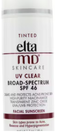 EltaMD UV Clear Facial Sunscreen SPF 46 For Skin Types Prone To Acne Rosacea Hyperpigmentation Tinted 48g1.7oz