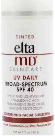 EltaMD UV Daily Moisturizing Facial Sunscreen SPF 40 For Normal Combination Post Procedure Skin Tinted 48g1.7oz