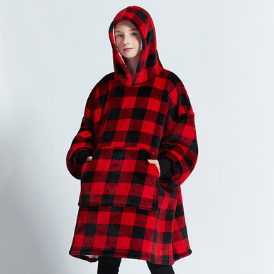 Kids Red Plaid Mega Hoodie
