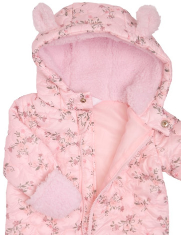 Postie Baby Snowsuit Pink Floral detail