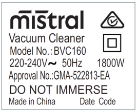 Rating label   BVC160