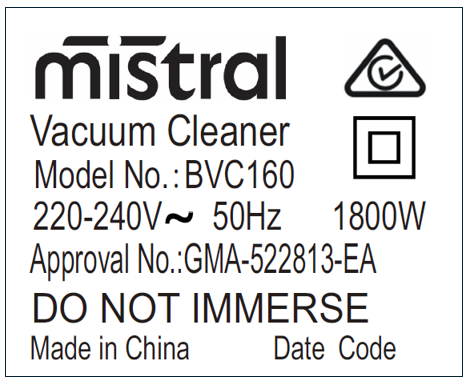 Rating label   BVC160