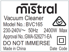 Rating label   BVC165