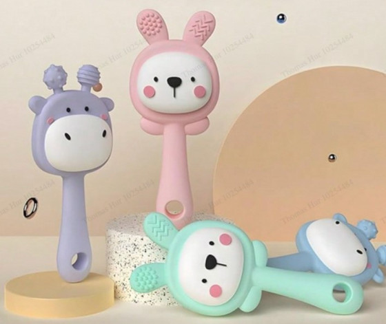 Shein Silicone animal shaped baby teether in assorted colours