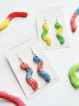 gummy worm earrings sold at Joys Handmade Boutique