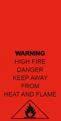 Read clothing label - Warning high fire danger keep away from heat and flame