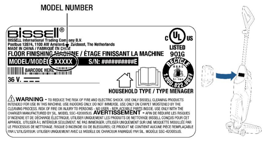 BISSELL Cordless Wet Dry Vacuum Floor Cleaner model number