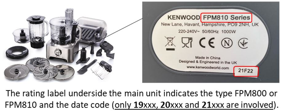 Kenwood food processor FPM800 and FPM810 identification