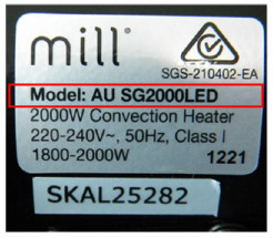 Mill Electrical Convection Panel Heaters label